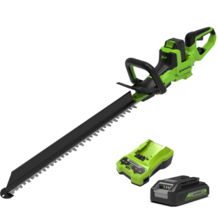 GreenWorks HT24L211-01 61cm 24V Cordless Hedge Trimmer (with 2Ah Battery & 2A Charger)